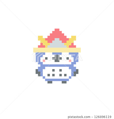 紅色頭盔和貓頭鷹的像素藝術 126896119