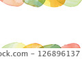 A gentle frame background with bright watercolor ovals in vitamin colors of yellow, orange, yellow-green, and green on the top and bottom 126896137