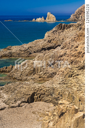 Columnar Jointing Structures Of Punta Baja, Las Sirenas Reef, Cabo de Gata-Nijar Natural Park, Spain Columnar Jointing Structures Of Punta Baja, Las Sirenas Reef, Cabo de Gata-Nijar Natural Park, Spain 126896228