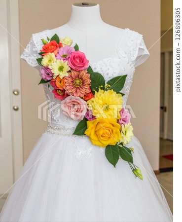 Wedding dress with floral design 126896305
