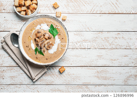 Mushroom cream soup 126896996