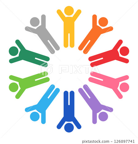 Circle of people with their hands up 126897741