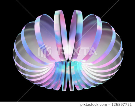 Abstract 3D illustration of crystal glass arranged in a circle Abstract 3D illustration of crystal glass arranged in a circle 126897751