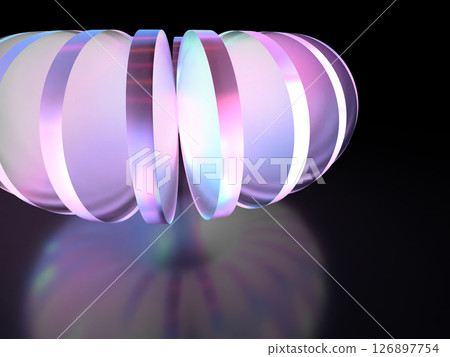 圓形排列的水晶玻璃的抽象 3D 插圖 126897754