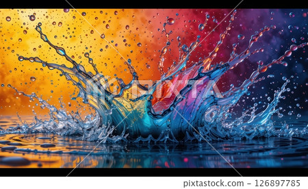 Vibrant Green Leaves Framing Shimmering Blue Water 126897785
