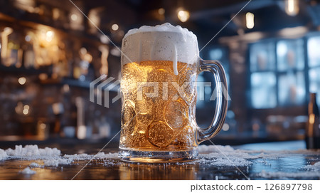 Close-up of foaming beer 126897798