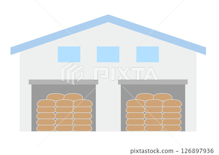 A warehouse where stockpiled rice is stored 126897936