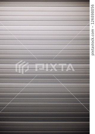 Corrugated metal sheet forming a striped background with horizontal lines 126898056