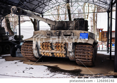 German Tiger II tank standing in the open air in winter German Tiger II tank standing in the open air in winter 126898148