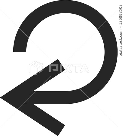 Back arrow rotating counterclockwise, forming a circular shape that symbolizes the undo action, set against a clean white background for clarity and emphasis 126898502