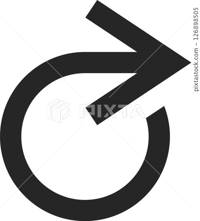 Symbolizing continuous processes, a circular arrow pointing right represents ongoing development, an infinite loop, and the concept of refreshing or updating actions 126898505