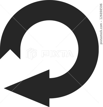 Continuous loop arrow rotating counterclockwise, symbolizing repetition, loop actions, and infinite processes in a dynamic and visually engaging way 126898506