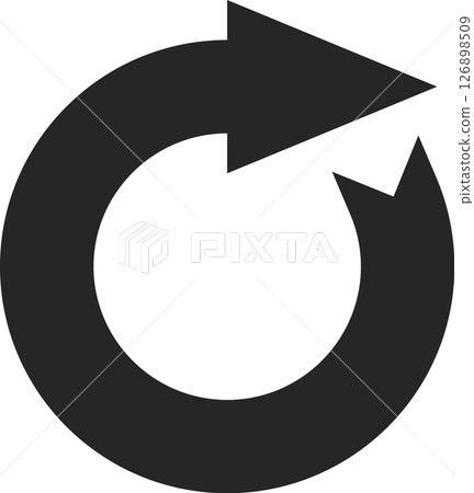 Continuous circular arrow rotating clockwise, symbolizing an ongoing process and representing concepts of repetition, cycles, and endless movement in a sleek, minimalist design 126898509