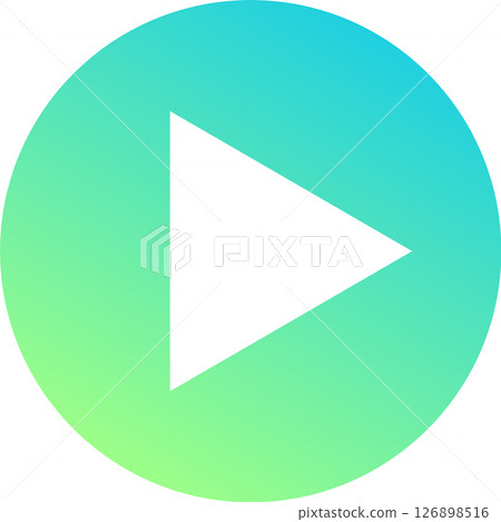White play symbol pointing right on a gradient green and blue circle background, representing concepts of starting and controlling media playback for multimedia projects 126898516