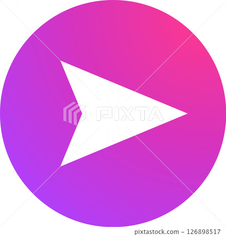White arrow pointing right in a purple and pink gradient circle, simple modern icon for website or app, perfect for indicating direction, navigation, or progress 126898517