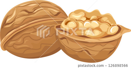Walnut kernels are rich in healthy fats, fiber, vitamins, and minerals, making walnuts a nutritious and delicious snack or ingredient in various dishes 126898566