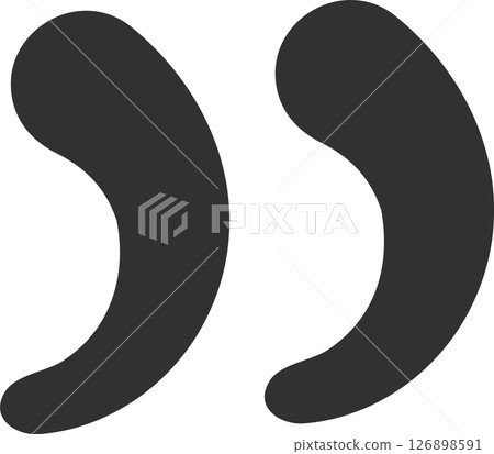 Dark gray double quotes punctuation marks represent a quoted passage, adding emphasis and credibility to written content, highlighting a speaker words or a specific text excerpt 126898591