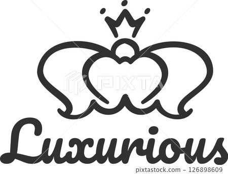 Luxurious crown logo with two hearts and a small crown on top, representing royalty, wealth and high social status, perfect for businesses targeting affluent customers 126898609