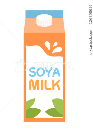 Soya milk packaging cartoon flat illustration. Vector illustration 126898635