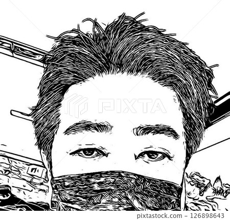 男性面具插圖黑色和白色 126898643