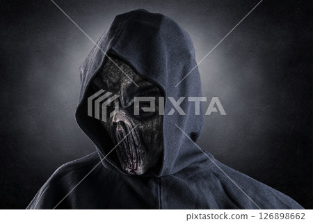 Portrait of a creepy monster over dark misty background 126898662