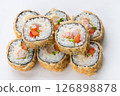 Japanese food restaurant, sushi maki gunkan roll plate or platter set. Sushi set and composition 126898878