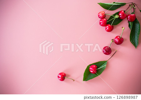Bright cherries in minimalistic composition Bright cherries in minimalistic composition 126898987