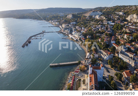 Scenic aerial view from drone of coast  126899050