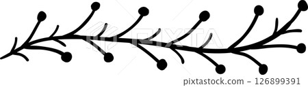 Hand drawn branches adorned with berries create a charming, natural border, enhancing designs with a touch of rustic elegance and organic beauty, perfect for various creative projects 126899391