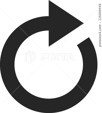 Rotating arrow forming a perfect circle, representing a continuous loop, cycle, or repetition, ideal for concepts related to refresh, reload, restart, or redo 126899448