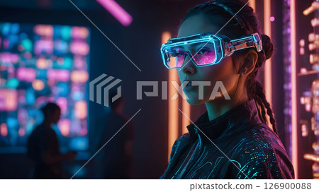 woman, virtual reality, cyberpunk 126900088