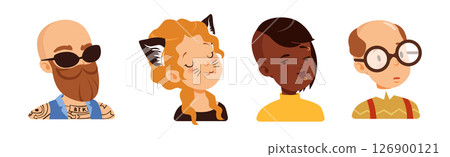 Man and Woman Head and Profile Portrait Vector Set Man and Woman Head and Profile Portrait Vector Set 126900121