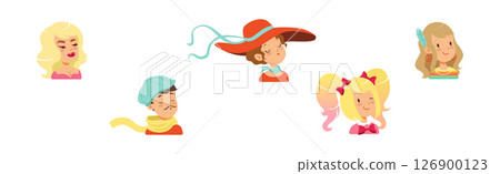 Man and Woman Head and Profile Portrait Vector Set Man and Woman Head and Profile Portrait Vector Set 126900123