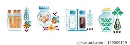 Spice and Condiment Flat Object and Item Vector Set 126900129