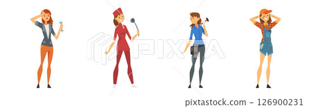 Woman Engaged in Different Profession as Gender or Sexual Equality Vector Set 126900231