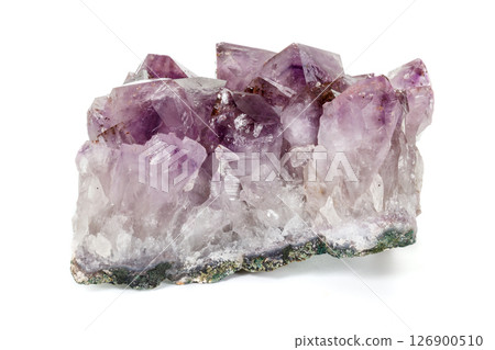 Amethyst Crystal Druse  macro mineral on white background 126900510