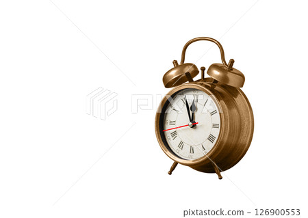 retro clock, watch, pointer clock, Brown color alarm clock on isolated white background 126900553