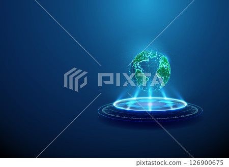 Planet Earth on futuristic podium Global technology, sustainable development, digital transformation, environmental innovation concept Planet Earth on futuristic podium Global technology, sustainable development, digital transformation, environmental innovation concept 126900675
