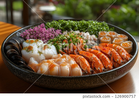 Exquisite Seafood Platter with Fresh Sushi and Sashimi for Culinary Delights Generative AI Exquisite Seafood Platter with Fresh Sushi and Sashimi for Culinary Delights Generative AI 126900757