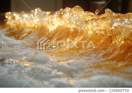 Golden Waves at Sunset - Nature's Majestic Ocean Symphony for Tranquil Decor and Inspiration Generative AI 126900759