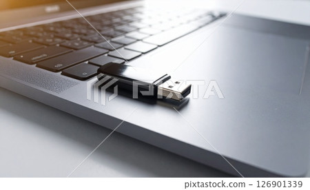 準備演示的筆記型電腦和 USB 記憶體 準備演示的筆記型電腦和 USB 記憶體 126901339
