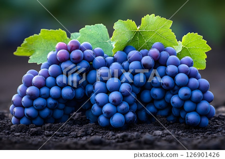 Fresh Blue Grapes on Vine in Vineyard - Perfect for Wine-Themed Designs and Harvest Celebrations Generative AI Fresh Blue Grapes on Vine in Vineyard - Perfect for Wine-Themed Designs and Harvest Celebrations Generative AI 126901426