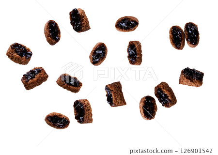 chocolate corn pads filled with chocolate cream isolated on white background. chocolate corn pads filled with chocolate cream isolated on white background. 126901542