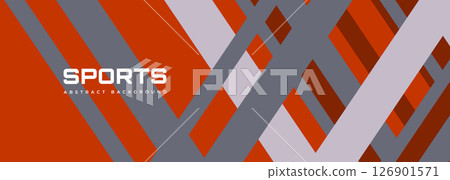 Red and gray modern sports banner design with diagonal lines. Vector abstract wide horizontal sporty background 126901571