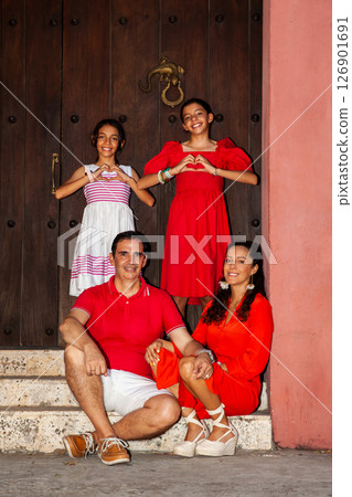Young family of four traveling together. Family love concept. Travel concept. Cartagena de Indias. 126901691