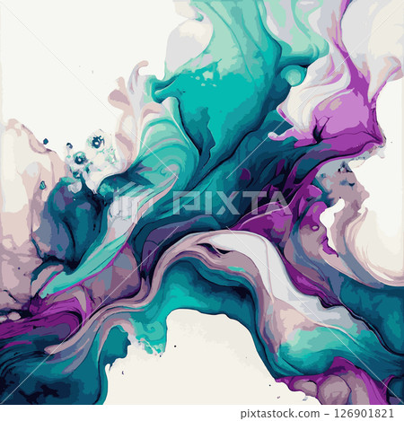 Marble texture design, colorful multicolored marble surface, curved lines, bright abstract design background - Vector 126901821