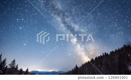 繁星點點的夜空與銀河 / 展現自然奧秘的夢幻夜景 126901901