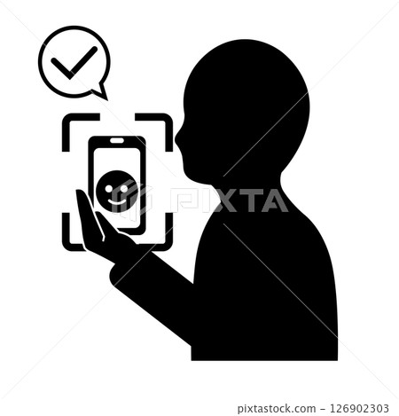 使用智慧型手機進行人臉辨識的人的輪廓 126902303