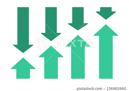 Set of green arrow icons of different lengths 126902668