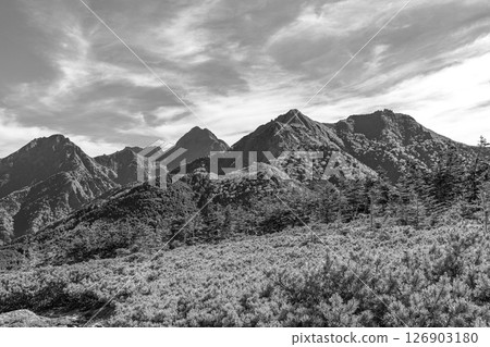 Mt. Gongen, Mt. Aka, Mt. Amida of Yatsugatake seen from the summit of Mt. Amigasa in Yamanashi Prefecture Mt. Gongen, Mt. Aka, Mt. Amida of Yatsugatake seen from the summit of Mt. Amigasa in Yamanashi Prefecture 126903180
